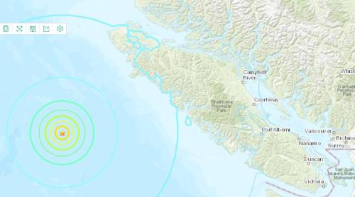 加拿大西南部海域发生6.6级地震 震源深度11公里