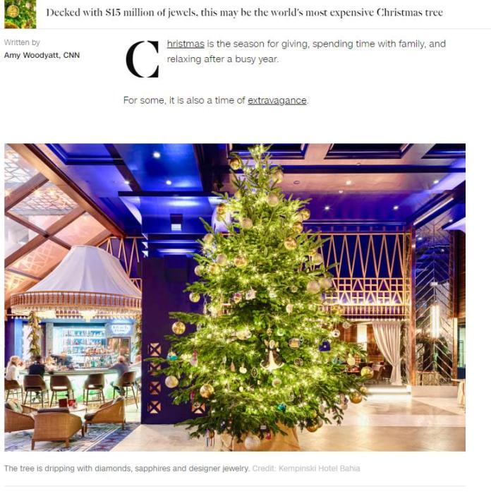 全球最贵圣诞树？价值1190万英镑 装饰钻石蓝宝石(图)