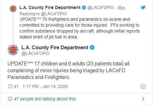 美一客机紧急空中放油致地面26人伤 含17名儿童