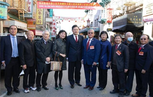 中国驻美大使走访旧金山唐人街